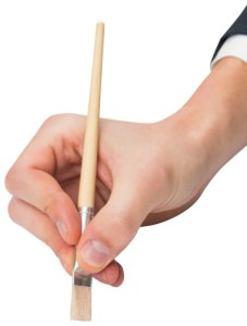 Hand painting with a brush